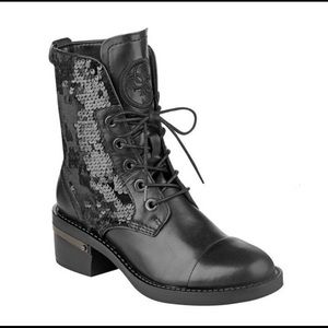 Guess Sequin Combat Boots